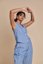 Ashwem Linen Side Pleated Pants - Sale view 4