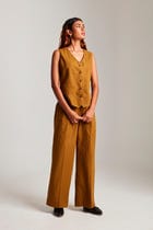 Olive Co-Linen Pleated Trousers - Sale view 3