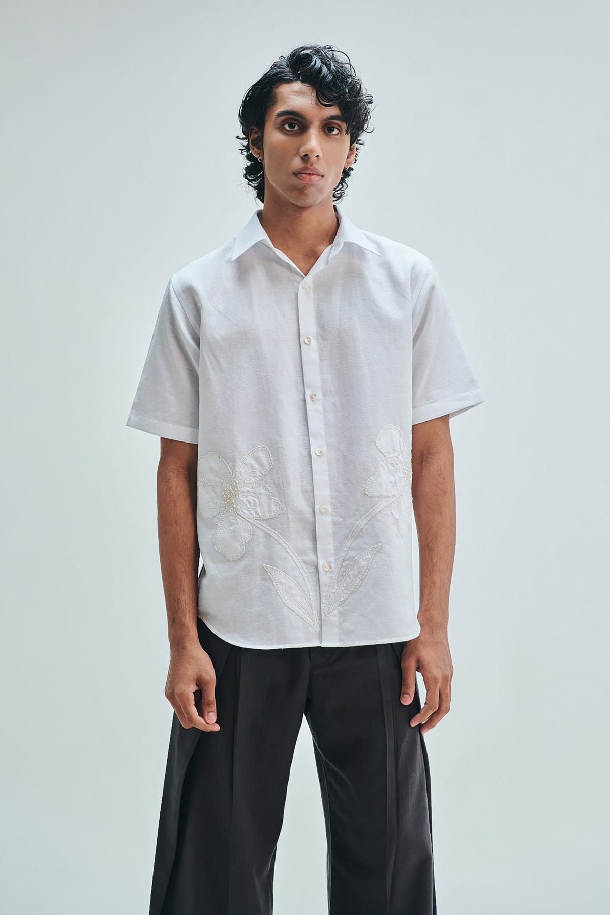 Taj Co-Linen Embroidered Men’s Applique Half Sleeves Shirt - image 1