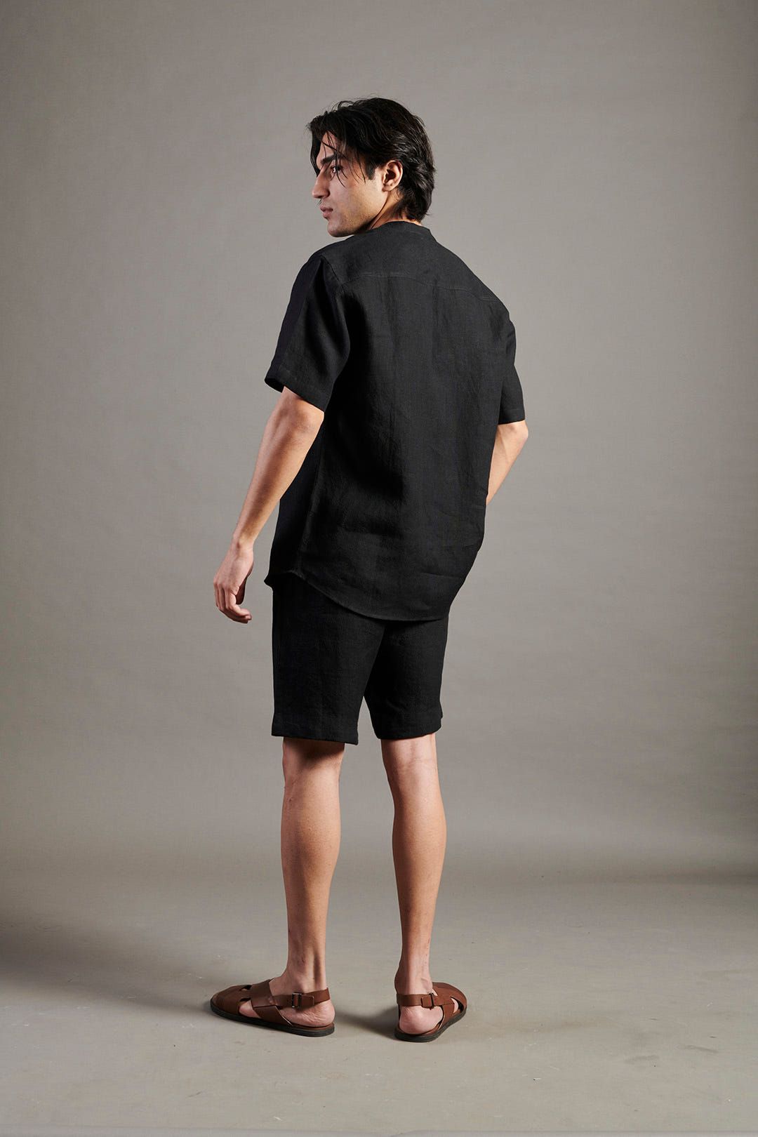 Kohl Co-Linen Half Sleeves Band Collar Shirt - image 3