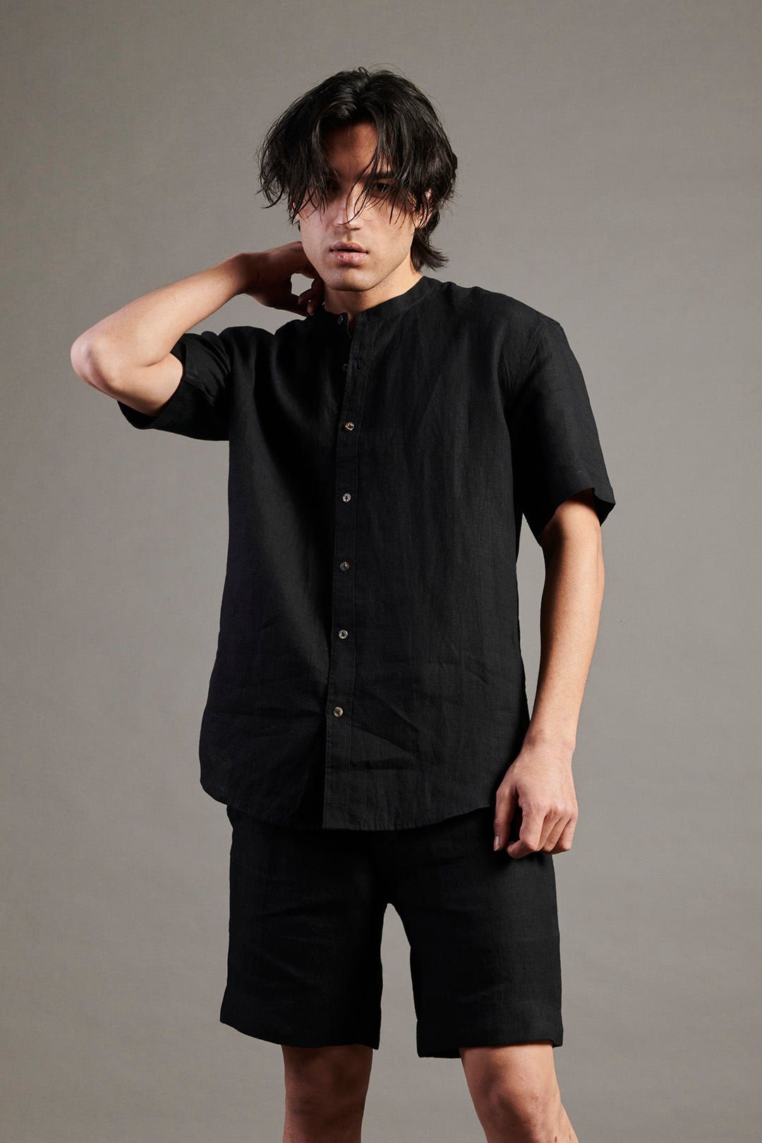 Kohl Co-Linen Half Sleeves Band Collar Shirt - image 6