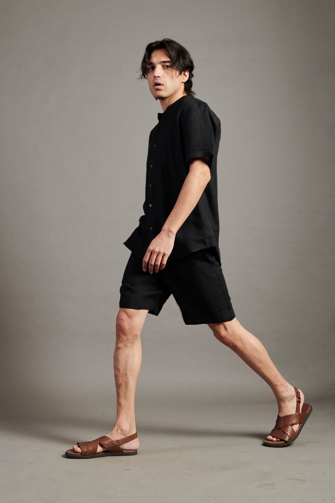 Kohl Co-Linen Half Sleeves Band Collar Shirt - image 7
