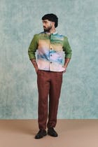Chocolate Linen Men's Pleated Tapered Pants - Sale view 2
