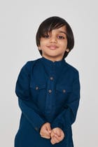 Indigo Linen Boys Saif Kurta Set view 4