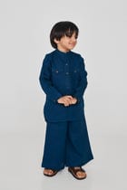 Indigo Linen Boys Saif Kurta Set view 6