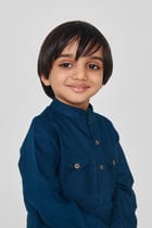 Indigo Linen Boys Saif Kurta Set view 7