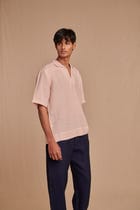 Blush Linen Men's Popover Shirt view 1