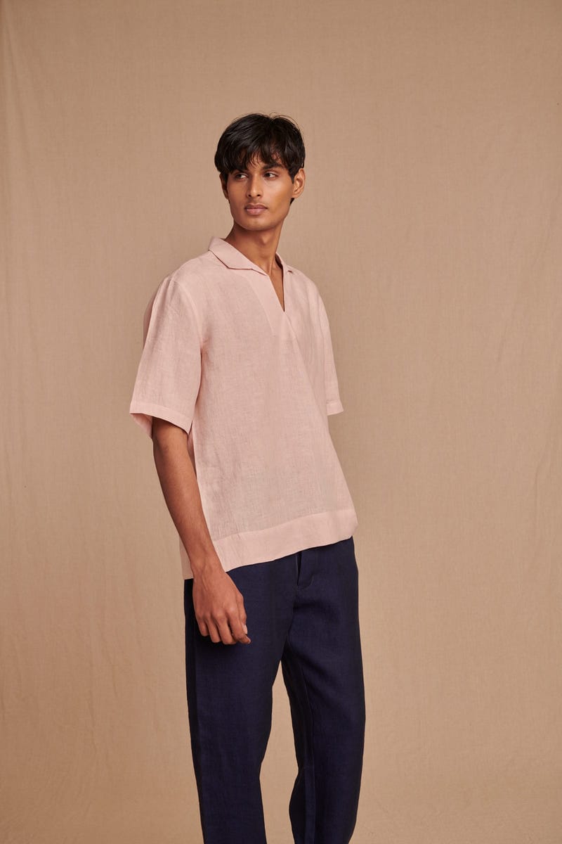 Blush Linen Men's Popover Shirt