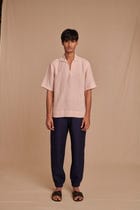 Blush Linen Men's Popover Shirt view 3