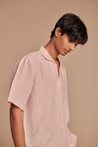Blush Linen Men's Popover Shirt view 7