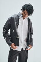 Pebble Co-Linen Embroidered Men’s Stand Collar Jacket view 10