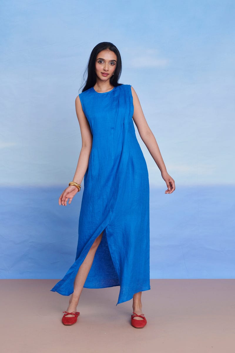 Santorini Linen Drape Dress - Sale