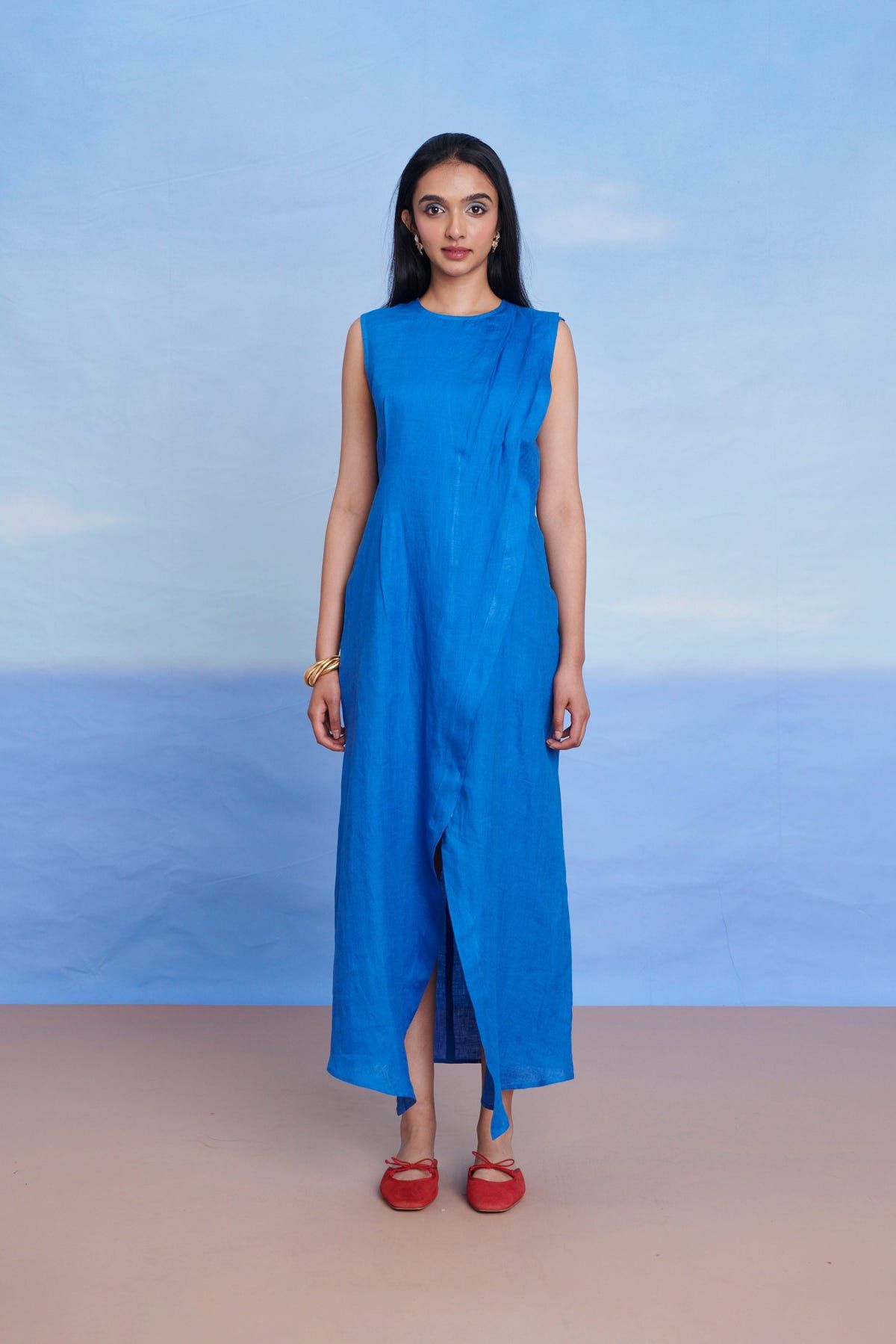 Santorini Linen Drape Dress - Sale - image 2
