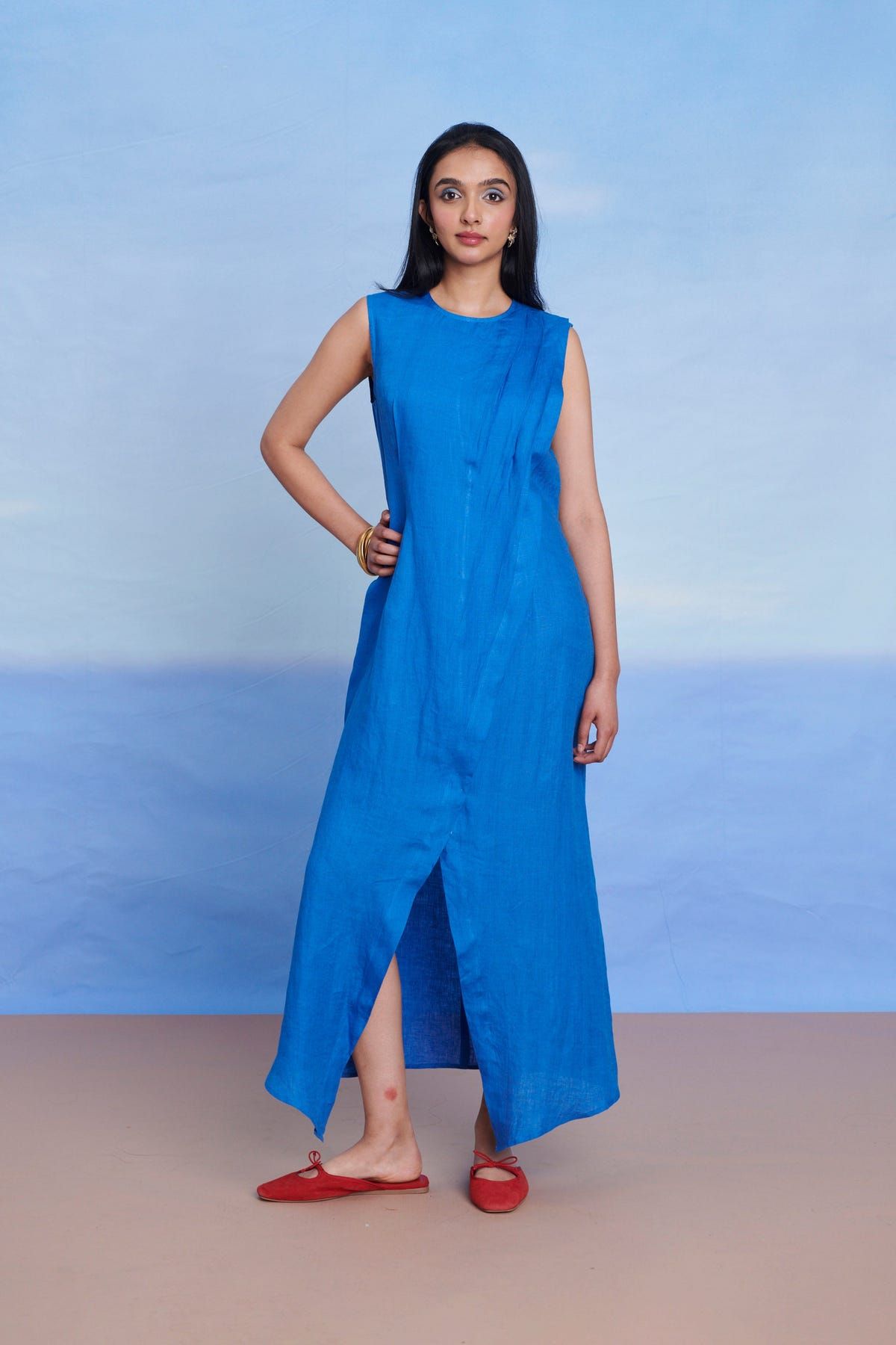 Santorini Linen Drape Dress - Sale - image 3