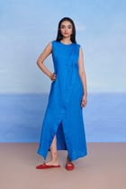 Santorini Linen Drape Dress - Sale view 3