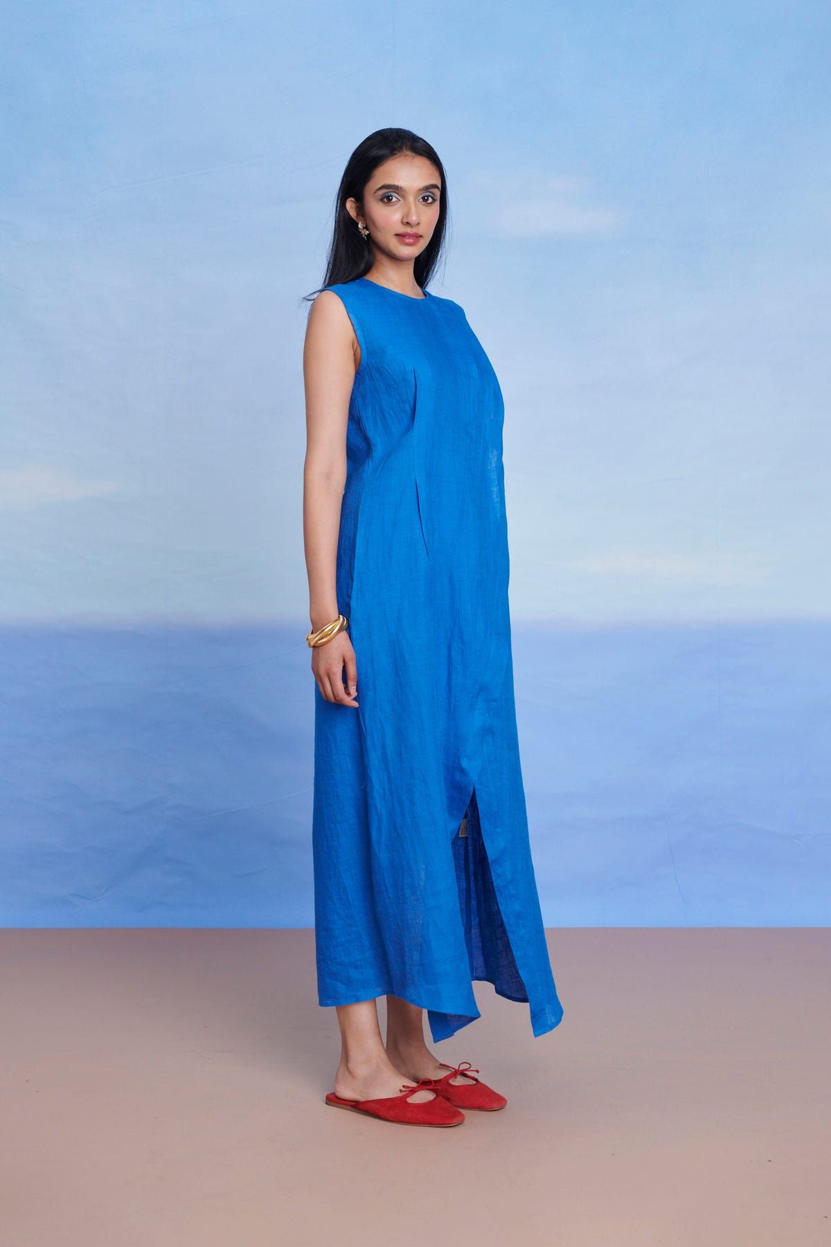 Santorini Linen Drape Dress - Sale - image 7