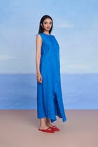 Santorini Linen Drape Dress - Sale view 7