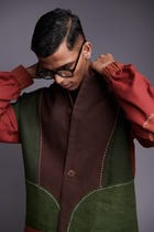 Co-Linen Kantha Men's Panelled Bomber Jacket Set view 11