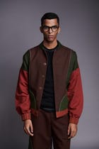 Co-Linen Kantha Men's Panelled Bomber Jacket Set view 13