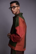 Co-Linen Kantha Men's Panelled Bomber Jacket Set view 8