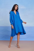 Santorini Linen Lace Panelled Dress - Sale view 2