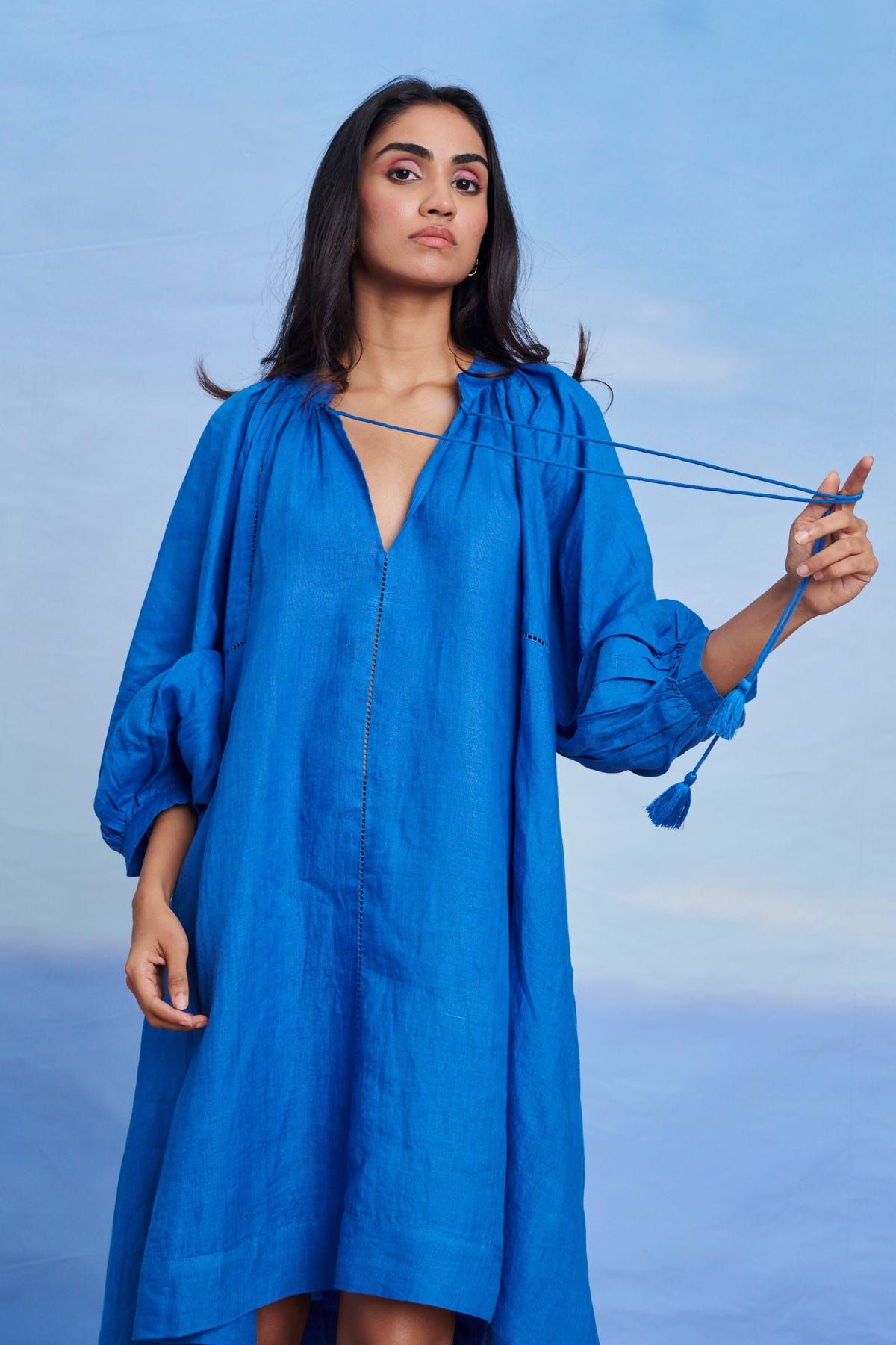 Santorini Linen Lace Panelled Dress - Sale - image 5