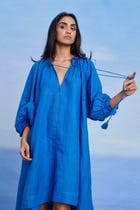 Santorini Linen Lace Panelled Dress - Sale view 5