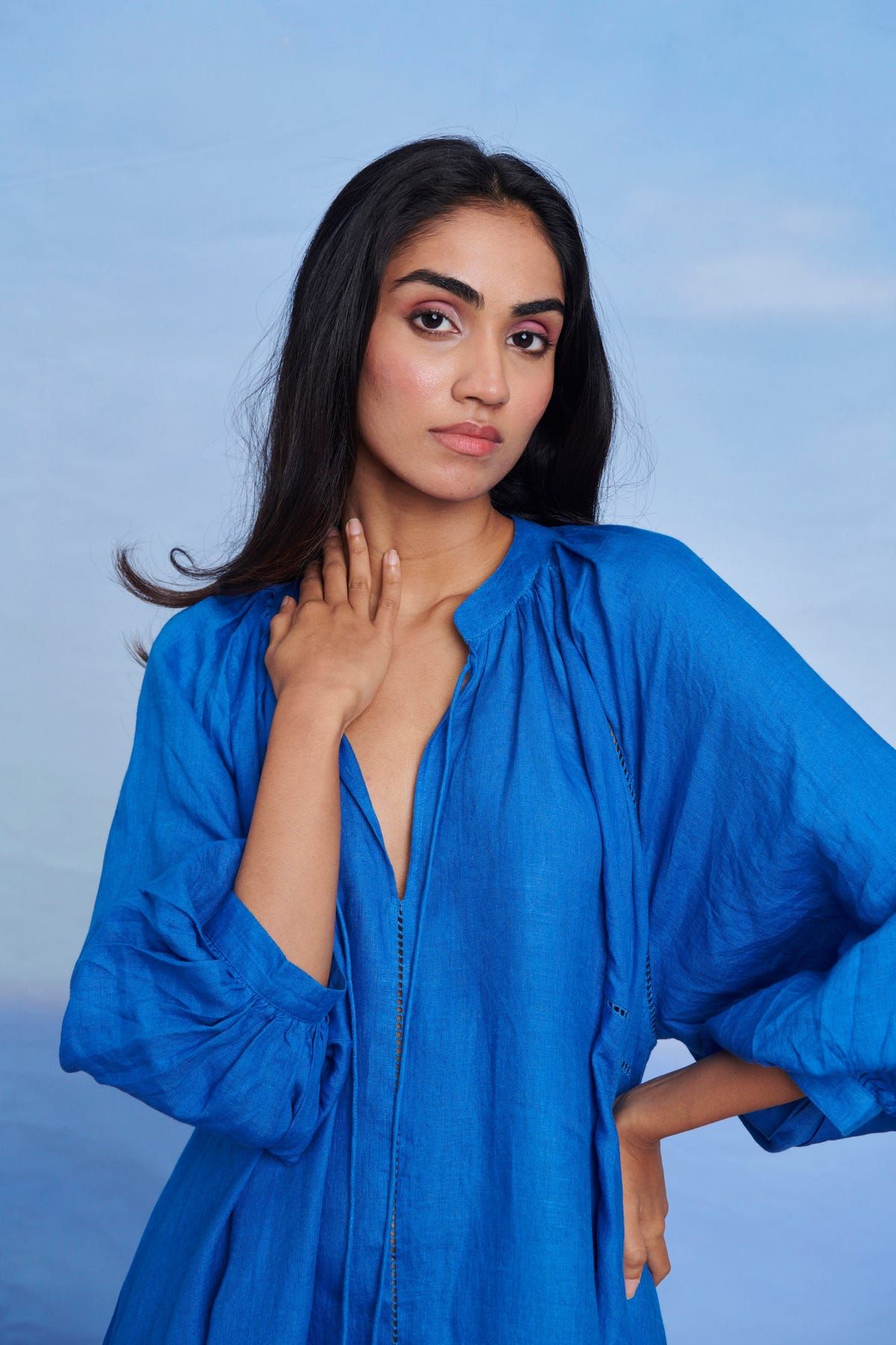Santorini Linen Lace Panelled Dress - Sale - image 6