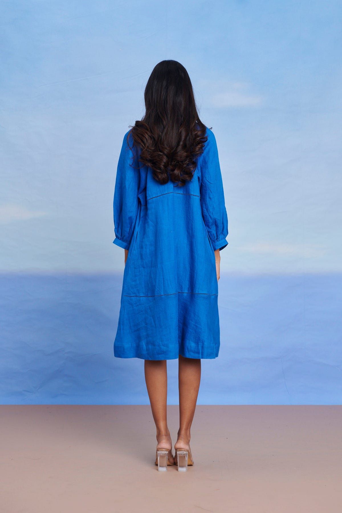 Santorini Linen Lace Panelled Dress - Sale - image 7