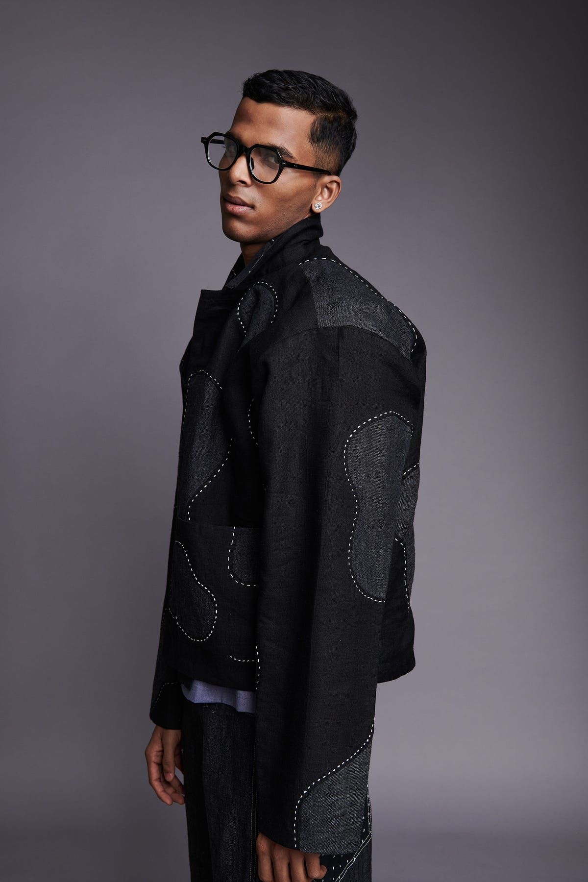 Linen Kantha Men's Applique Jacket - image 3