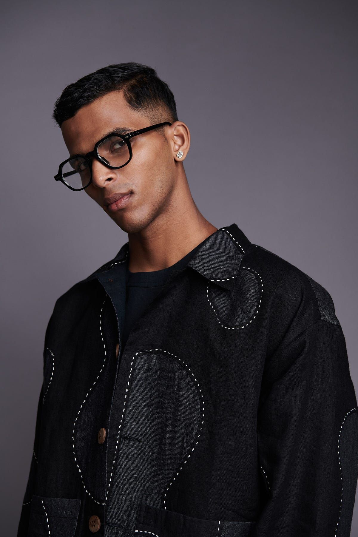 Linen Kantha Men's Applique Jacket - image 5