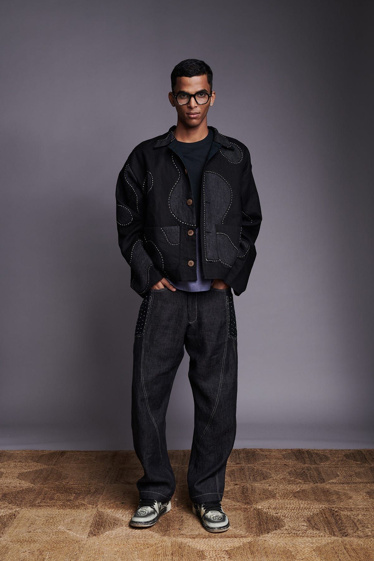 Linen Kantha Men's Applique Jacket - image 6