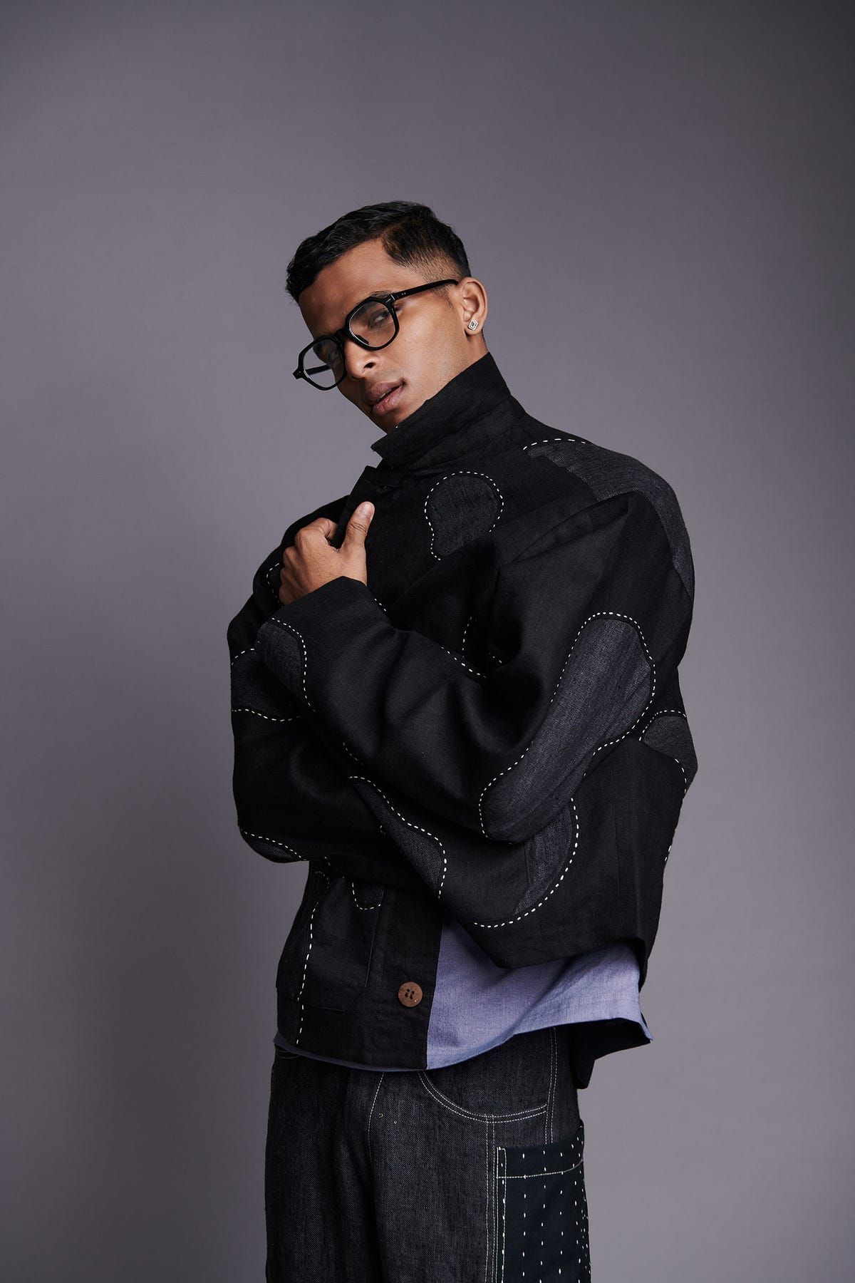 Linen Kantha Men's Applique Jacket - image 9