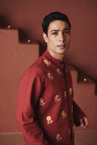 Brick Co-Linen Men's Nehru Jacket view 2