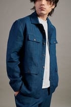 Indigo Linen Men's Overshirt view 4