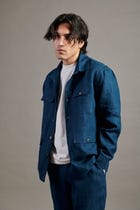 Indigo Linen Men's Overshirt view 5
