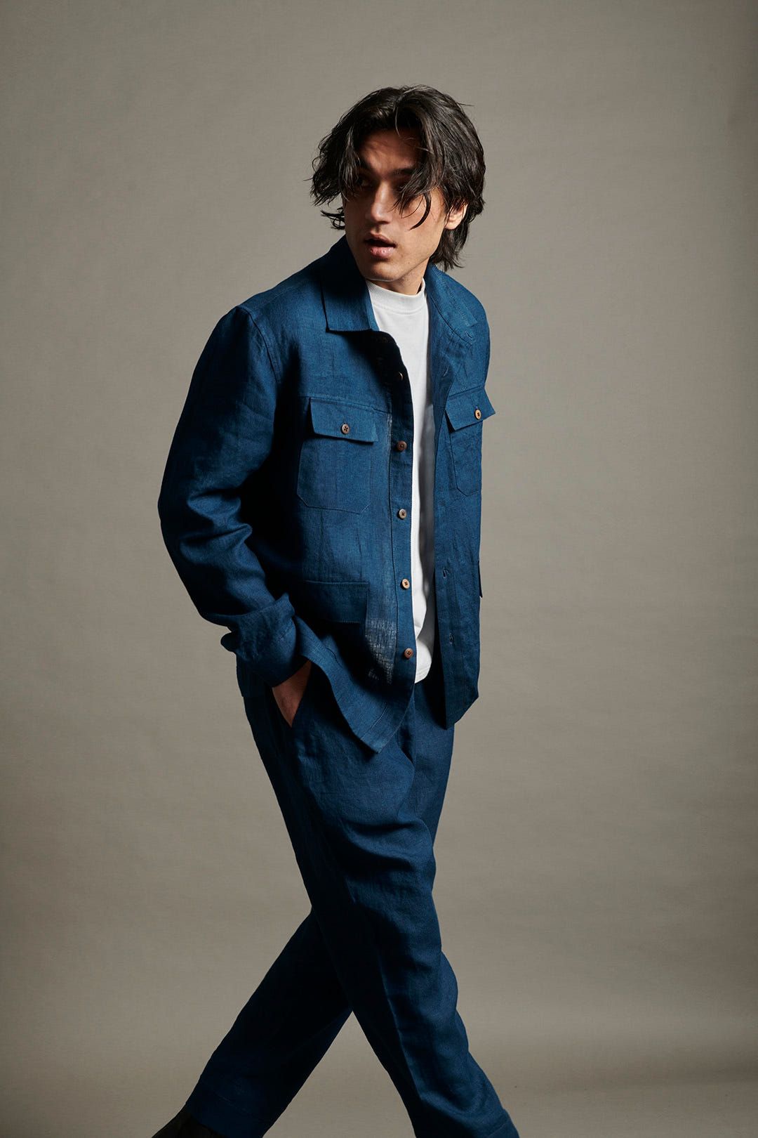 Indigo Linen Men's Overshirt - image 6