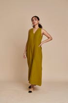 Mehendi Linen Flared Jumpsuit - Sale view 2