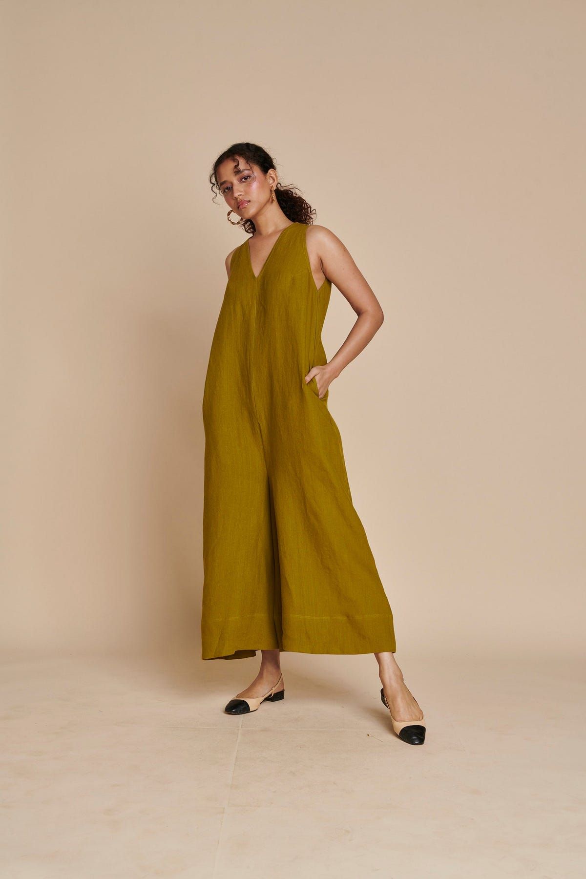 Mehendi Linen Flared Jumpsuit - Sale - image 6
