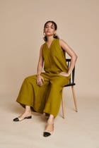 Mehendi Linen Flared Jumpsuit - Sale view 7