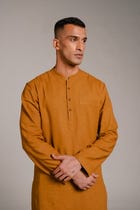Olive Co-Linen Men's Classic Kurta - Sale view 1