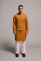 Olive Co-Linen Men's Classic Kurta - Sale view 4
