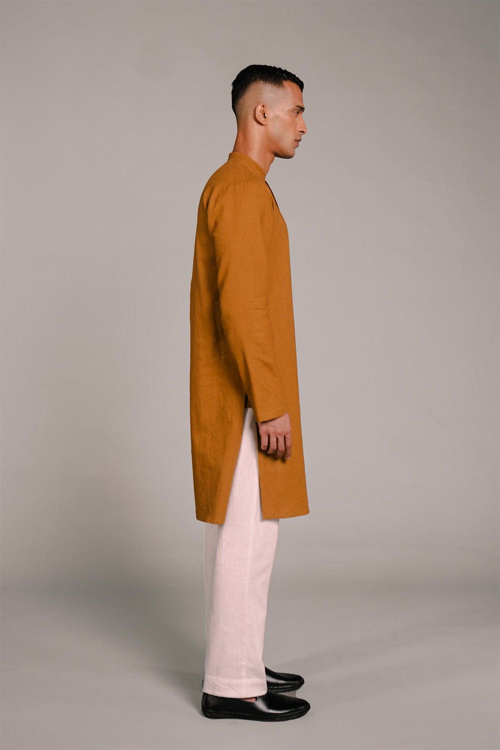 Olive Co-Linen Men's Classic Kurta - Sale - image 6