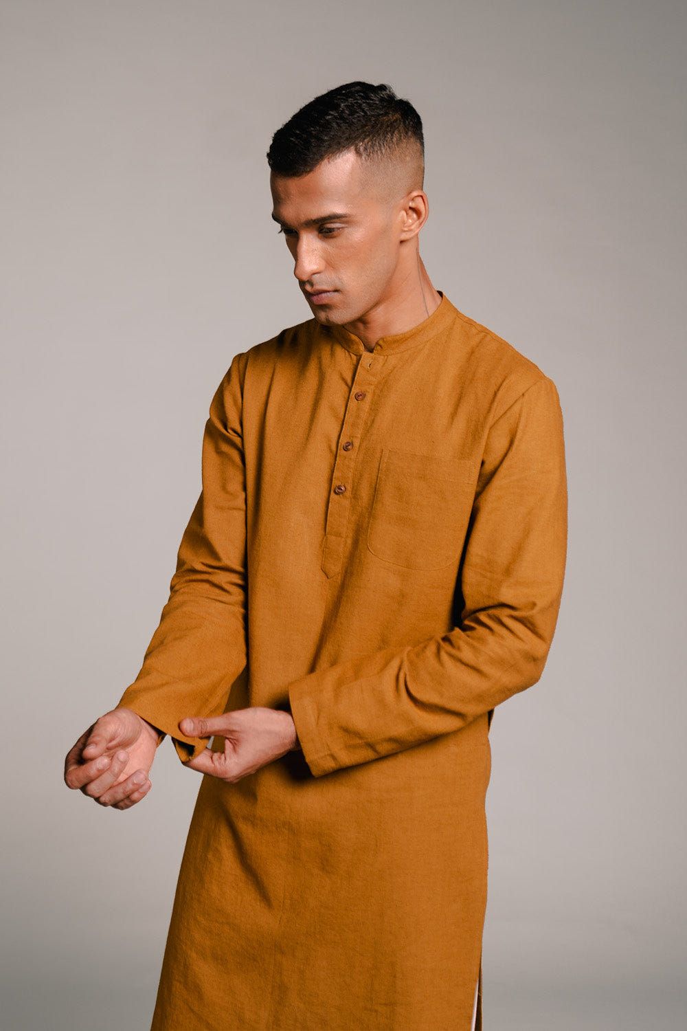 Olive Co-Linen Men's Classic Kurta - Sale - image 7