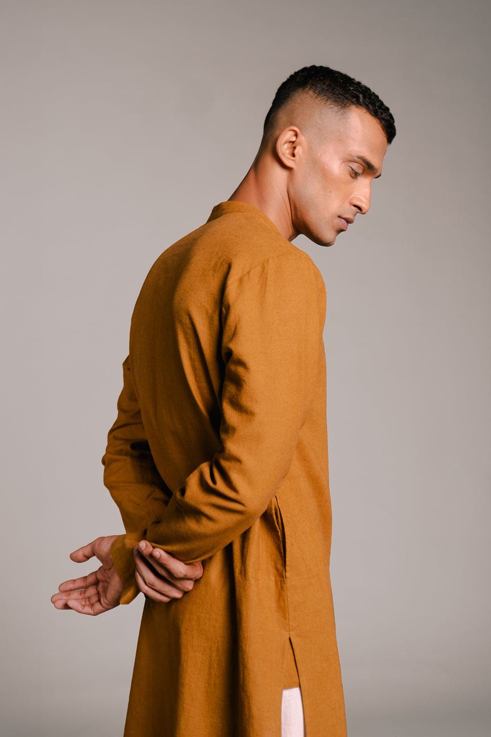 Olive Co-Linen Men's Classic Kurta - Sale - image 8