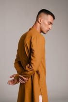Olive Co-Linen Men's Classic Kurta - Sale view 8