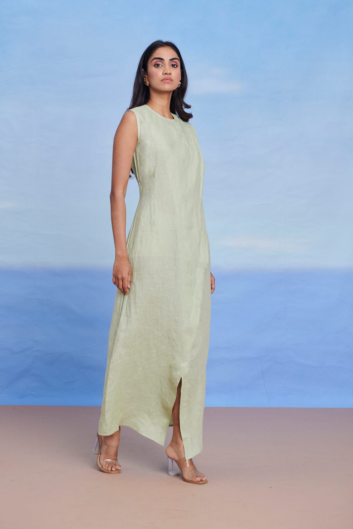 Pista Linen Drape Dress - image 1