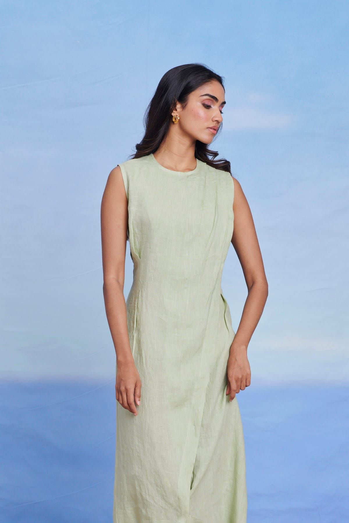 Pista Linen Drape Dress - image 3