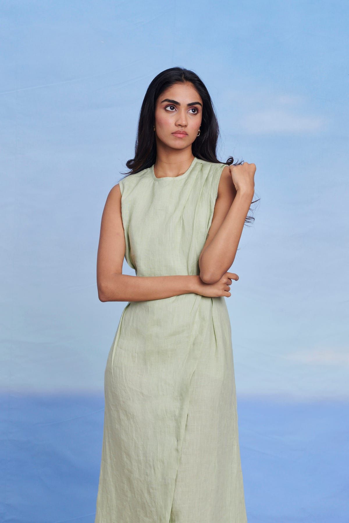 Pista Linen Drape Dress - image 5