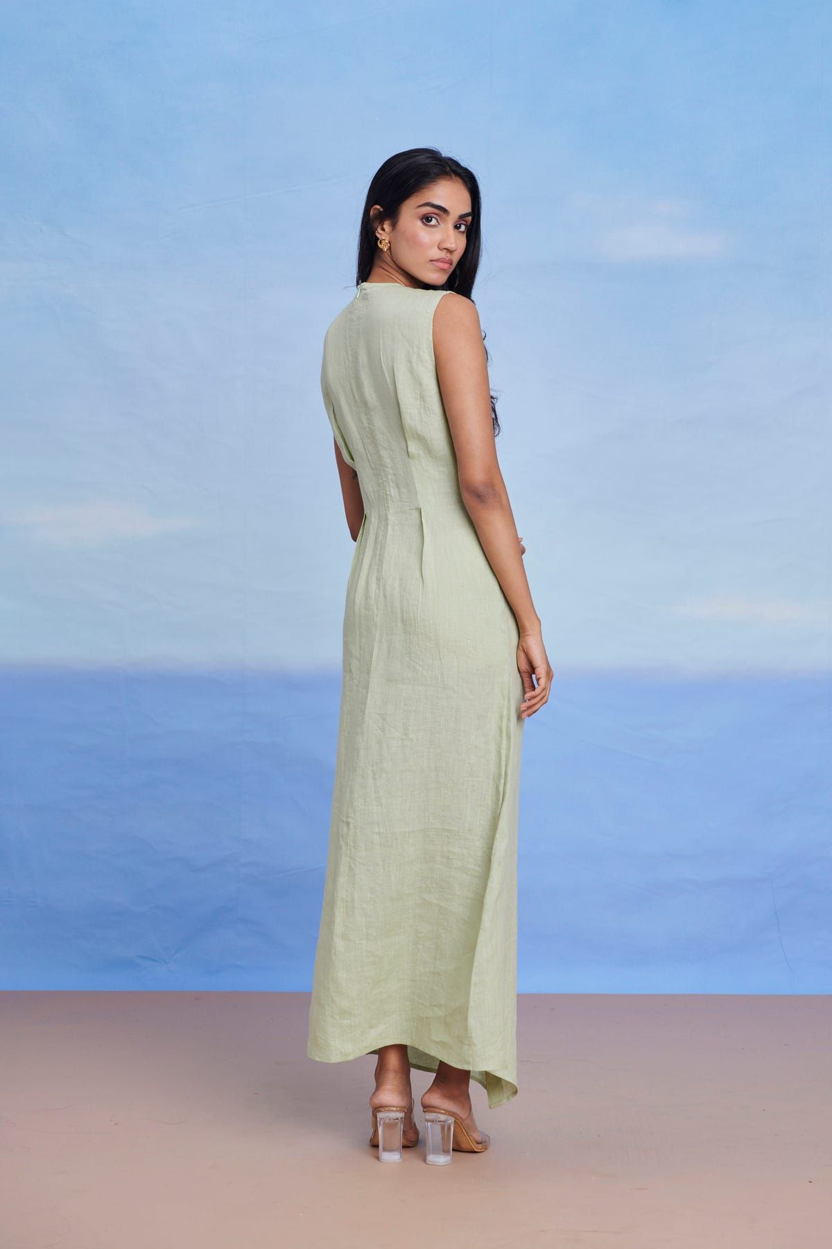 Pista Linen Drape Dress - image 6